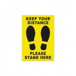 Covid-19 Floor Sticker Keep Your Distance A5 Yellow 3pcs